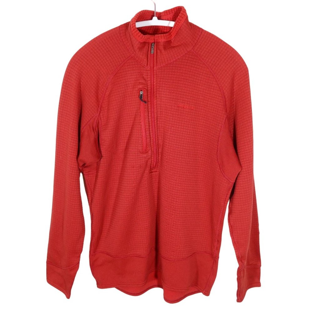 PATAGONIA Red Grid Fleece R1 1/4 Zip Pullover Jacket Size M - Picture 1 of 9